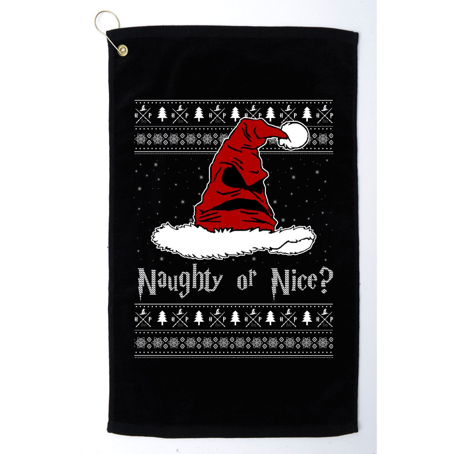 Naughty Or Nice Santa Funny Christmas Holiday Golf Towel