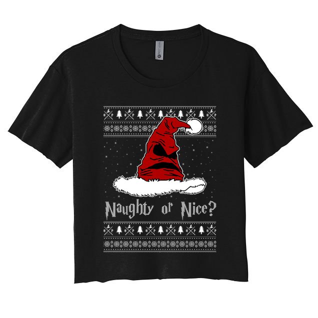 Naughty Or Nice Santa Funny Christmas Holiday Crop Top