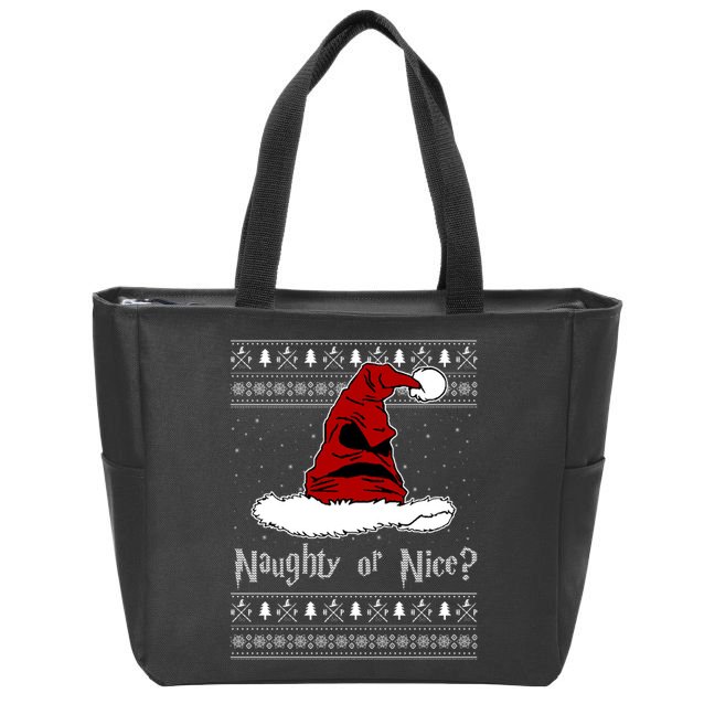 Naughty Or Nice Santa Funny Christmas Holiday Zip Tote Bag