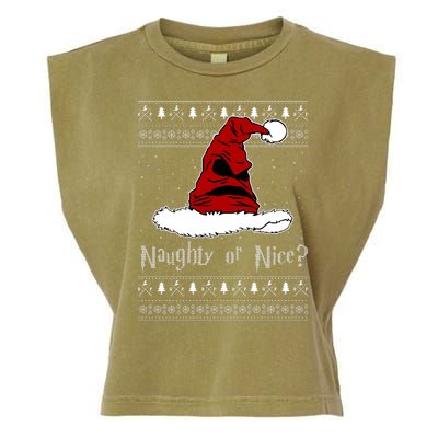 Naughty Or Nice Santa Funny Christmas Holiday Garment-Dyed Women's Muscle Tee