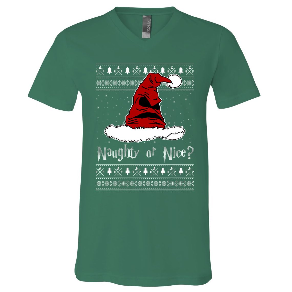Naughty Or Nice Santa Funny Christmas Holiday V-Neck T-Shirt