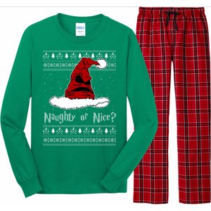 Naughty Or Nice Santa Funny Christmas Holiday Long Sleeve Pajama Set