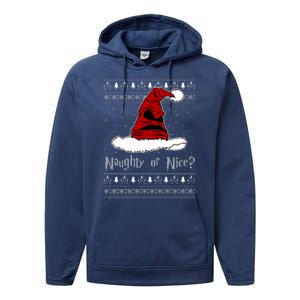 Naughty Or Nice Santa Funny Christmas Holiday Performance Fleece Hoodie