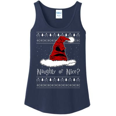 Naughty Or Nice Santa Funny Christmas Holiday Ladies Essential Tank