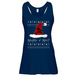 Naughty Or Nice Santa Funny Christmas Holiday Ladies Essential Flowy Tank