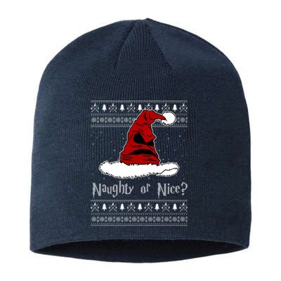 Naughty Or Nice Santa Funny Christmas Holiday Sustainable Beanie