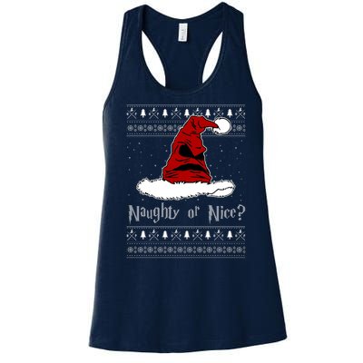 Naughty Or Nice Santa Funny Christmas Holiday Women's Racerback Tank