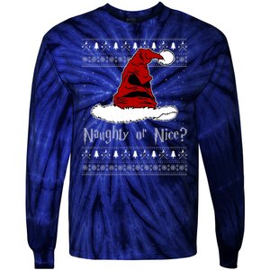 Naughty Or Nice Santa Funny Christmas Holiday Tie-Dye Long Sleeve Shirt