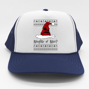 Naughty Or Nice Santa Funny Christmas Holiday Trucker Hat