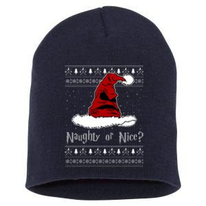 Naughty Or Nice Santa Funny Christmas Holiday Short Acrylic Beanie