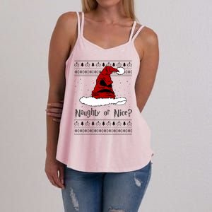 Naughty Or Nice Santa Funny Christmas Holiday Women's Strappy Tank