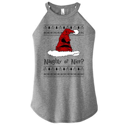 Naughty Or Nice Santa Funny Christmas Holiday Women's Perfect Tri Rocker Tank