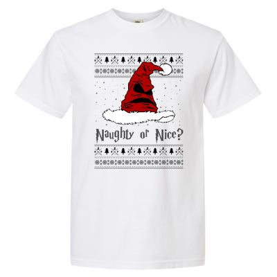 Naughty Or Nice Santa Funny Christmas Holiday Garment-Dyed Heavyweight T-Shirt