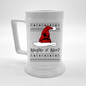 Naughty Or Nice Santa Funny Christmas Holiday Beer Stein