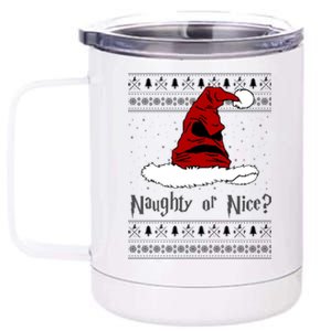 Naughty Or Nice Santa Funny Christmas Holiday 12 oz Stainless Steel Tumbler Cup