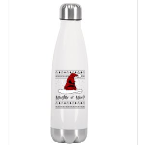 Naughty Or Nice Santa Funny Christmas Holiday Stainless Steel Insulated Water Bottle