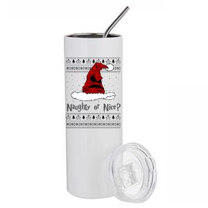 Naughty Or Nice Santa Funny Christmas Holiday Stainless Steel Tumbler