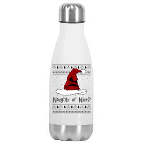 Naughty Or Nice Santa Funny Christmas Holiday Stainless Steel Insulated Water Bottle