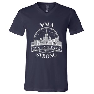 New Orleans Nola Strong New Orleans Strong Louisiana City V-Neck T-Shirt