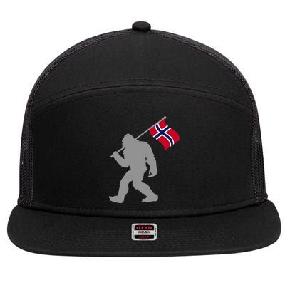 Norge Or Norwegian Flag On Norway Flag 7 Panel Mesh Trucker Snapback Hat