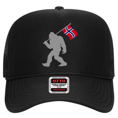 Norge Or Norwegian Flag On Norway Flag High Crown Mesh Back Trucker Hat