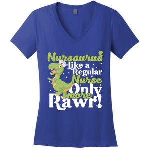 Nursicorn Or Nursaurus Like Regular Nurse Only More Rawr Gift Women's V-Neck T-Shirt