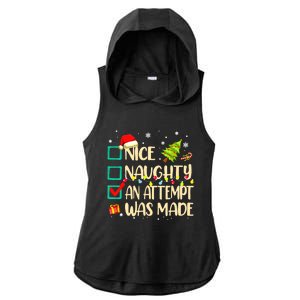 Naughty Or Nice Funny An Attempt Was Made Christmas Ladies PosiCharge Tri-Blend Wicking Draft Hoodie Tank