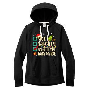 Naughty Or Nice Funny An Attempt Was Made Christmas Women's Fleece Hoodie