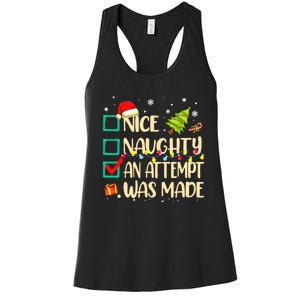 Naughty Or Nice Funny An Attempt Was Made Christmas Women's Racerback Tank