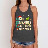 Naughty Or Nice Funny An Attempt Was Made Christmas Women's Knotted Racerback Tank