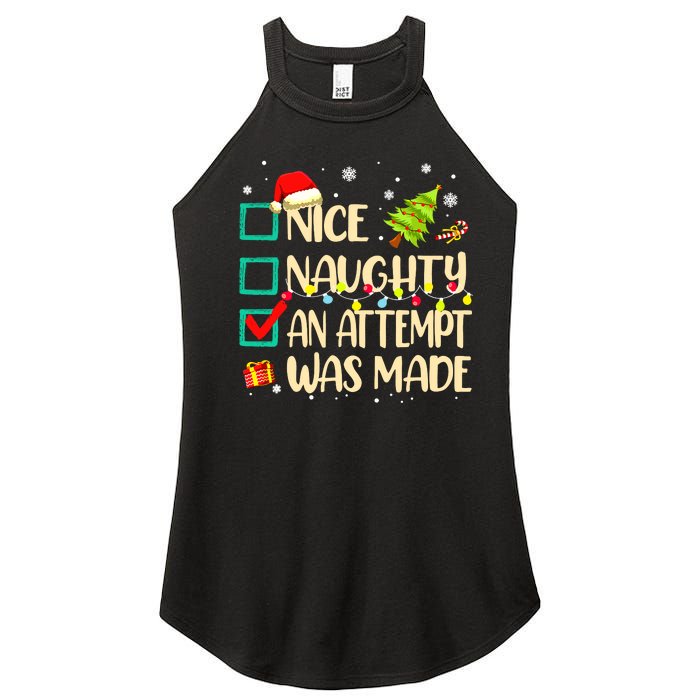 Naughty Or Nice Funny An Attempt Was Made Christmas Women's Perfect Tri Rocker Tank