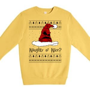 Naughty Or Nice? Sorting Santa Claus Ugly Christmas Sweater Premium Crewneck Sweatshirt