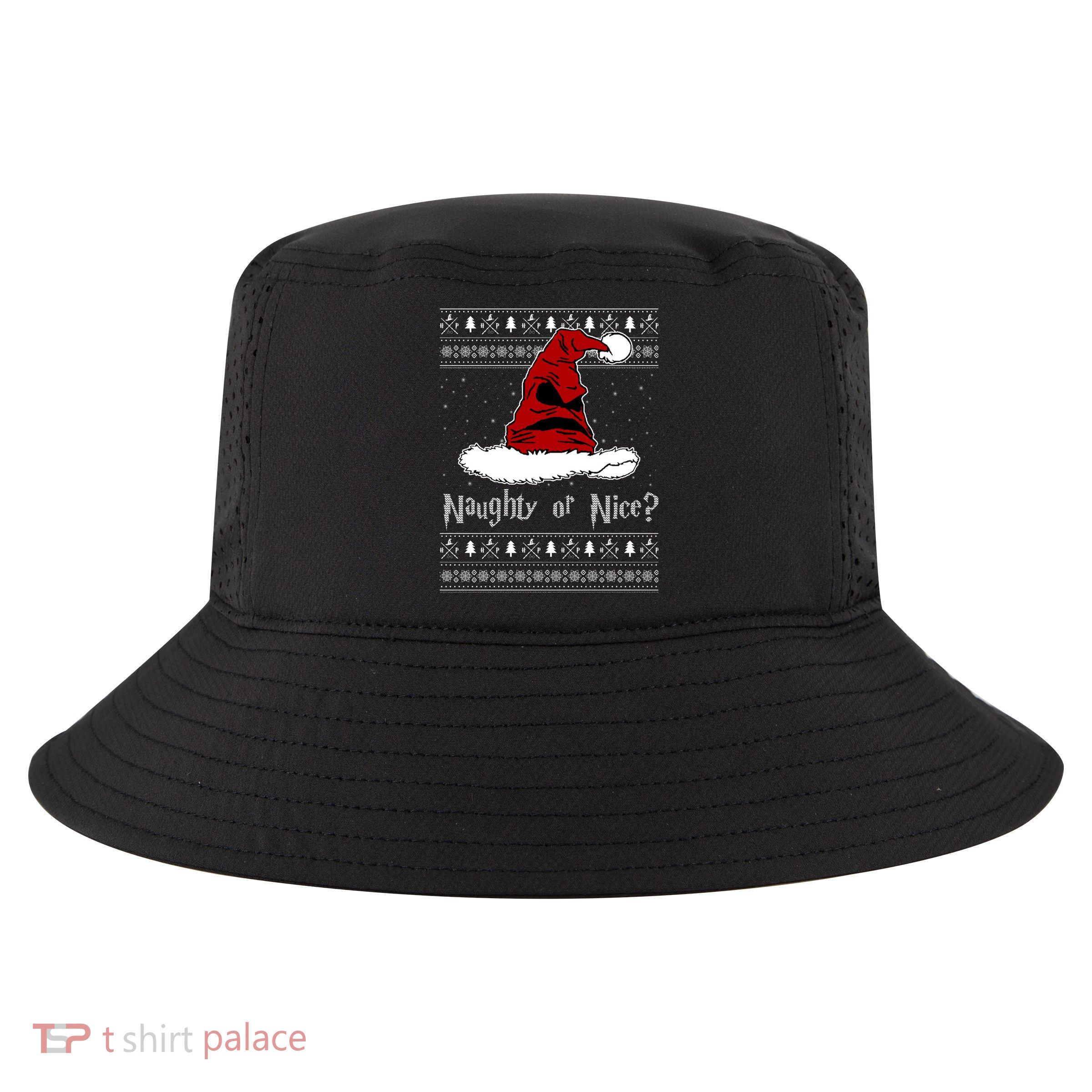 Naughty Or Nice? Sorting Santa Claus Ugly Christmas Sweater Cool Comfort Performance Bucket Hat