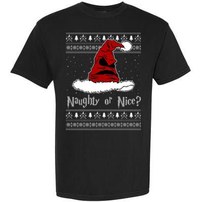 Naughty Or Nice? Sorting Santa Claus Ugly Christmas Sweater Garment-Dyed Heavyweight T-Shirt