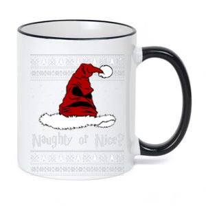 Naughty Or Nice? Sorting Santa Claus Ugly Christmas Sweater 11oz Black Color Changing Mug