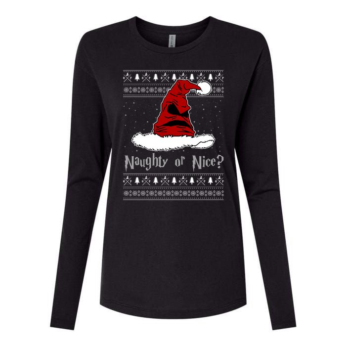 Naughty Or Nice? Sorting Santa Claus Ugly Christmas Sweater Womens Cotton Relaxed Long Sleeve T-Shirt