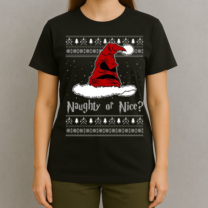 Naughty Or Nice? Sorting Santa Claus Ugly Christmas Sweater T-Shirt