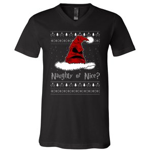 Naughty Or Nice? Sorting Santa Claus Ugly Christmas Sweater V-Neck T-Shirt