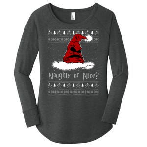 Naughty Or Nice? Sorting Santa Claus Ugly Christmas Sweater Women's Perfect Tri Tunic Long Sleeve Shirt