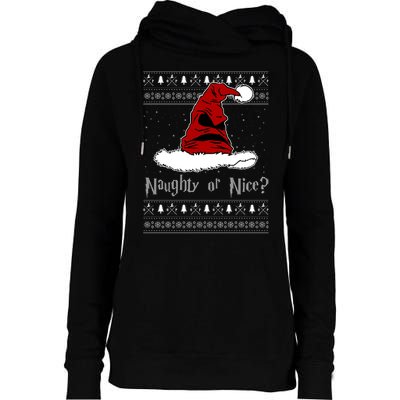 Naughty Or Nice? Sorting Santa Claus Ugly Christmas Sweater Womens Funnel Neck Pullover Hood