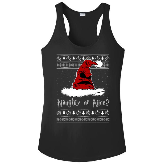 Naughty Or Nice? Sorting Santa Claus Ugly Christmas Sweater Ladies PosiCharge Competitor Racerback Tank