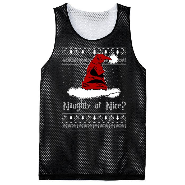 Naughty Or Nice? Sorting Santa Claus Ugly Christmas Sweater Mesh Reversible Basketball Jersey Tank