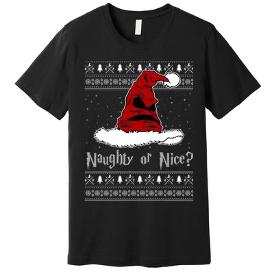 Naughty Or Nice? Sorting Santa Claus Ugly Christmas Sweater Premium T-Shirt
