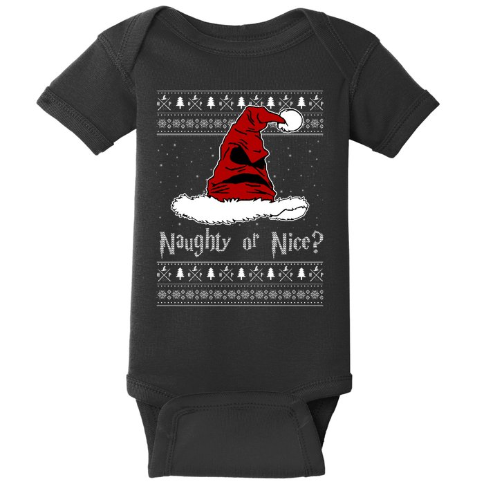 Naughty Or Nice? Sorting Santa Claus Ugly Christmas Sweater Baby Bodysuit