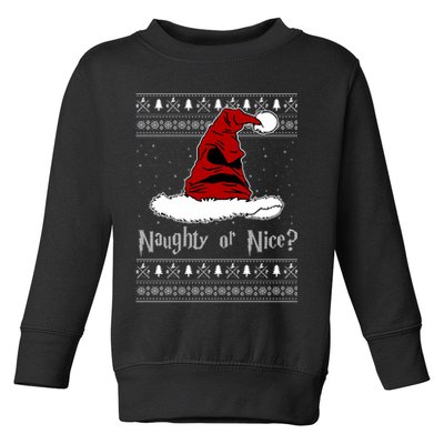 Naughty Or Nice? Sorting Santa Claus Ugly Christmas Sweater Toddler Sweatshirt