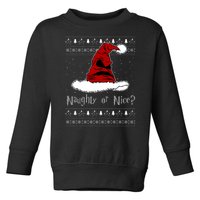 Naughty Or Nice? Sorting Santa Claus Ugly Christmas Sweater Toddler Sweatshirt