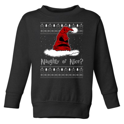 Naughty Or Nice? Sorting Santa Claus Ugly Christmas Sweater Toddler Sweatshirt