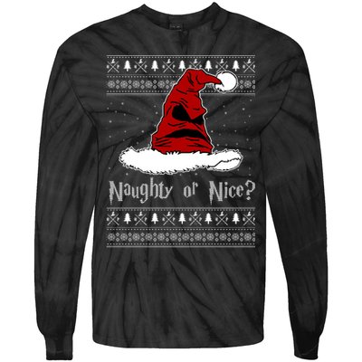 Naughty Or Nice? Sorting Santa Claus Ugly Christmas Sweater Tie-Dye Long Sleeve Shirt
