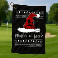 Naughty Or Nice? Sorting Santa Claus Ugly Christmas Sweater Golf Towel