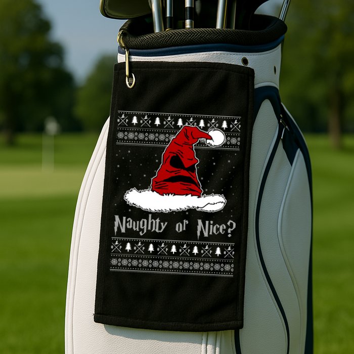 Naughty Or Nice? Sorting Santa Claus Ugly Christmas Sweater Golf Towel